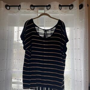 Black and White Striped Women's Top